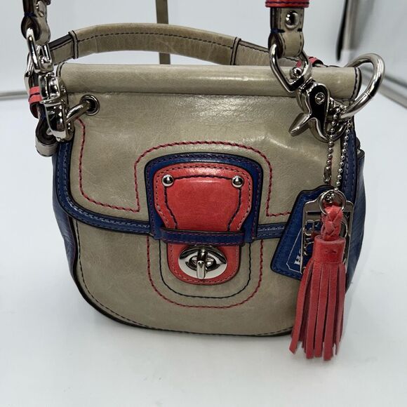 COACH WILLIS COLOR BLOCK LEATHER CROSS-BODY HANDBAG WITH ALL THREE HANGT - Picture 1 of 16